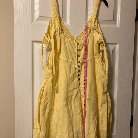 Free People Viva Mini Dress In A Peek A Boo Elegant Yellow Sundress Size XL - Picture 12 of 13